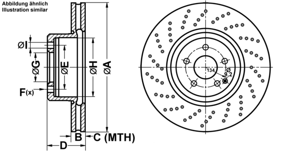 ATE Bremseskive 24013601021 perforeret 360mm 36mm for MERCEDES-BENZ