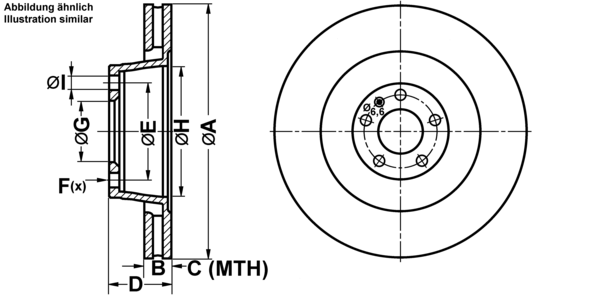 ATE Bremseskive 24013601031 ventileret 385mm 36mm for VAG