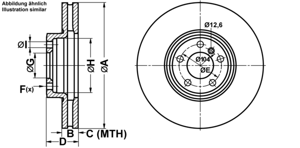 ATE Bremseskive 24013601041 ventileret 356mm 36mm for BMW