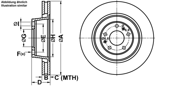 ATE Bremseskive 24012202141 ventileret 335mm 22mm for VAG