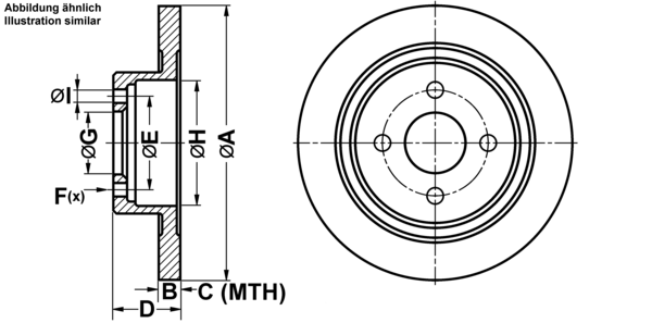 ATE Bremseskive 24011003131 fuld 280mm 10mm for FORD