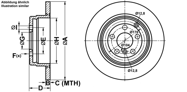 ATE Bremseskive 24011201681 fuld 354mm 12mm for LAND ROVER