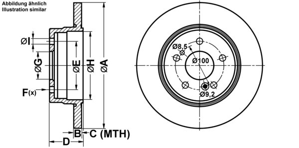 ATE Bremseskive 24011002931 fuld 290mm 10mm for MERCEDES-BENZ