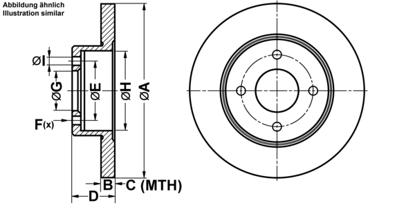 ATE Bremseskive 24011003101 fuld 278mm 10mm for NISSAN