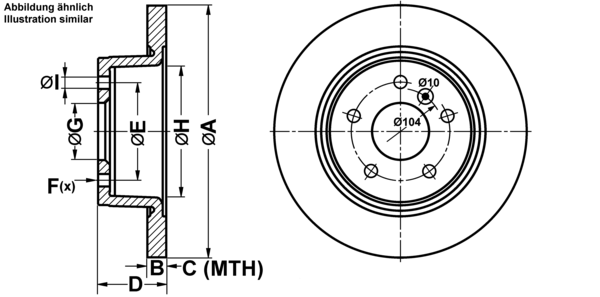 ATE Bremseskive 24011301971 fuld 304mm 13mm for LAND ROVER