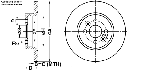 ATE Bremseskive 24011201601 fuld 280mm 12mm for RENAULT