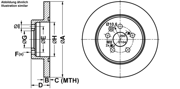 ATE Bremseskive 24011003051 fuld 288mm 10mm for TOYOTA