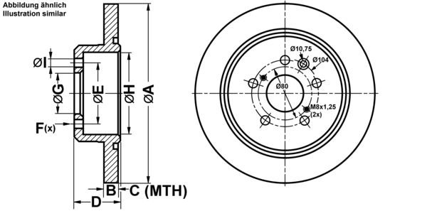 ATE Bremseskive 24010901481 fuld 269mm 9mm for TOYOTA