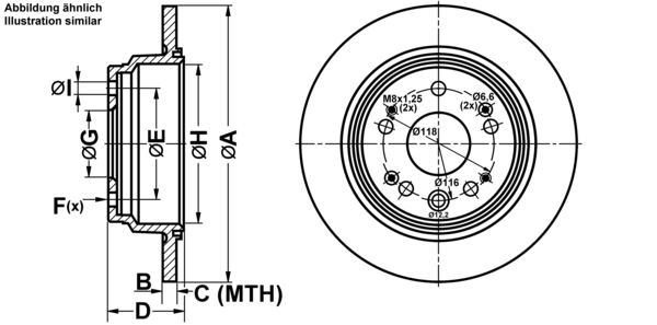 ATE Bremseskive 24010901441 fuld 282mm 9mm for HONDA