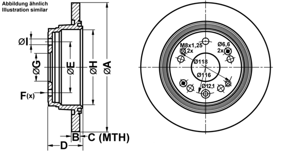 ATE Bremseskive 24011201721 fuld 282mm 12mm for HONDA