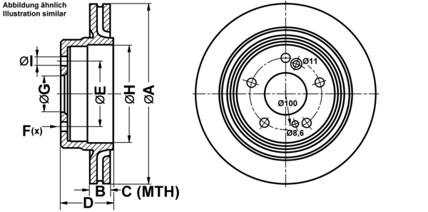 ATE Bremseskive 24012001991 ventileret 278mm 20mm for MERCEDES-BENZ