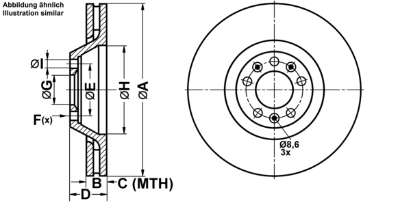 ATE Bremseskive 24013001811 ventileret 330mm 30mm for PEUGEOT CITROËN