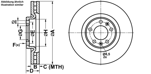 ATE Bremseskive 24013201521 ventileret 309mm 32mm for PEUGEOT