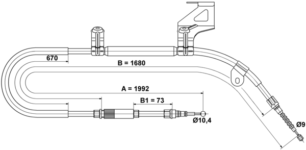 ATE Håndbremsekabel 24372725072 for VAG