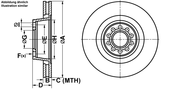 ATE Bremseskive 24013001771 ventileret 345mm 30mm for VAG
