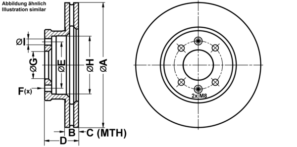 ATE Bremseskive 24011901161 ventileret 256mm 19mm for HYUNDAI