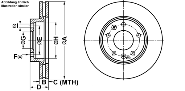 ATE Bremseskive 24012401951 ventileret 274mm 24mm for KIA