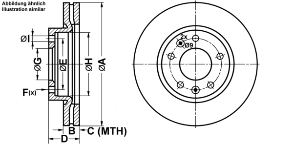 ATE Bremseskive 24012601351 ventileret 274mm 26mm for KIA