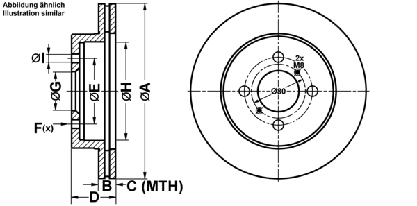 ATE Bremseskive 24011701081 ventileret 257mm 17mm for SUZUKI