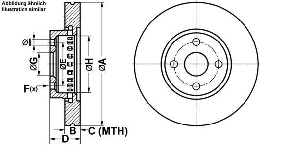 ATE Bremseskive 24012501681 ventileret 275mm 25mm for TOYOTA