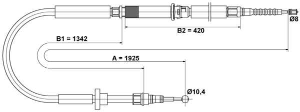 ATE Håndbremsekabel 24372701782 for VAG