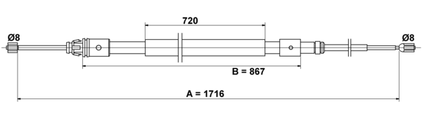 ATE Håndbremsekabel 24372703462 for CITROËN