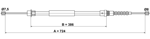 ATE Håndbremsekabel 24372708372 for PEUGEOT