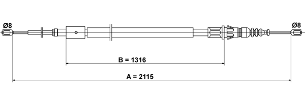 ATE Håndbremsekabel 24372708392 for PEUGEOT