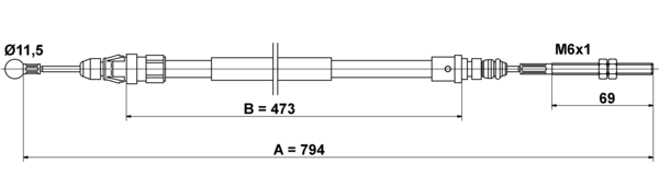 ATE Håndbremsekabel 24372708412 for PEUGEOT