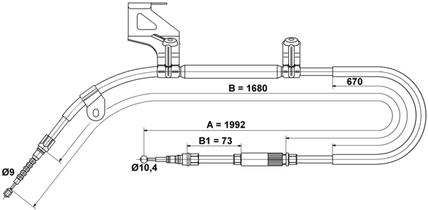 ATE Håndbremsekabel 24372725062 for VAG