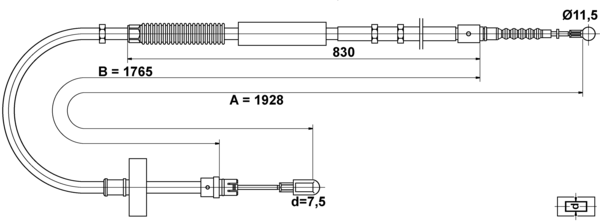 ATE Håndbremsekabel 24372701822 for VAG