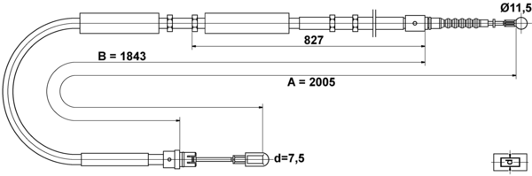ATE Håndbremsekabel 24372701832 for VAG
