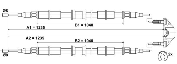 ATE Håndbremsekabel 24372707612 for VAUXHALL