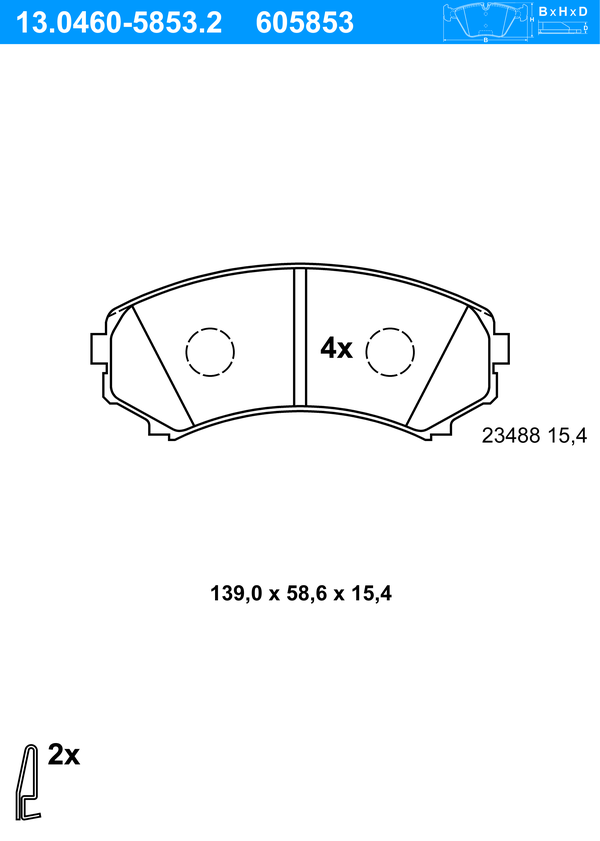 ATE Bremseklodser 13046058532 for MITSUBISHI
