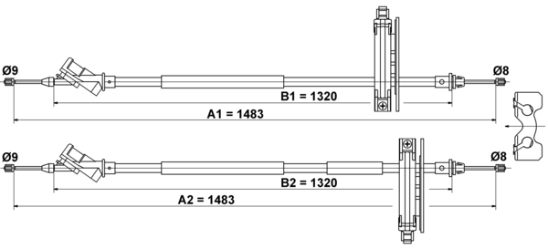 ATE Håndbremsekabel 24372706492 for FORD