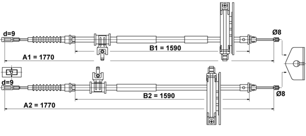ATE Håndbremsekabel 24372706552 for FORD