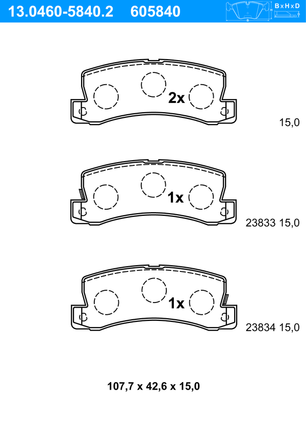 ATE Bremseklodser 13046058402 for TOYOTA LEXUS