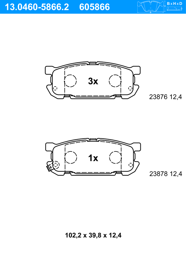 ATE Bremseklodser 13046058662 for MAZDA