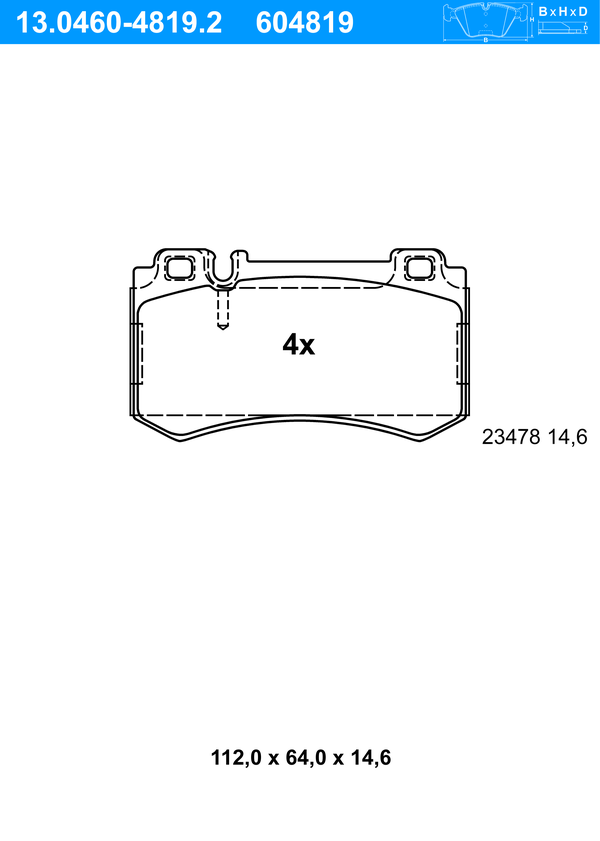 ATE Bremseklodser 13046048192 for MERCEDES-BENZ