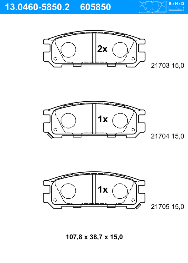ATE Bremseklodser 13046058502 for SUBARU