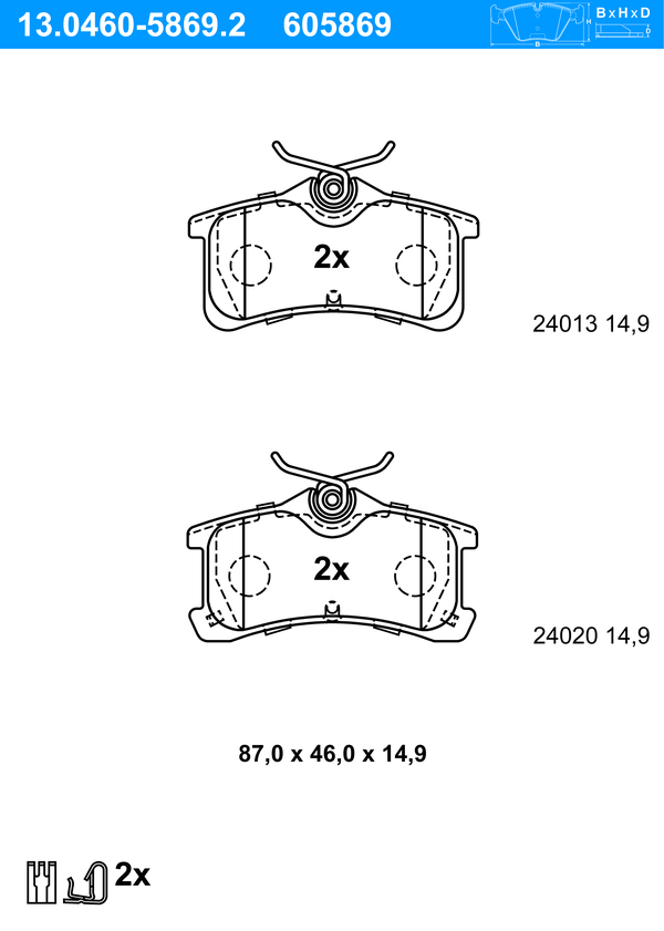 ATE Bremseklodser 13046058692 for TOYOTA