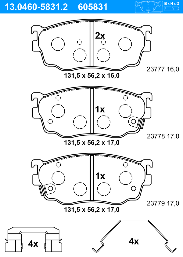 ATE Bremseklodser 13046058312 for MAZDA