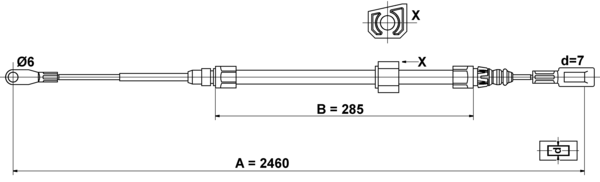 ATE Håndbremsekabel 24372704412 for MERCEDES-BENZ VAG