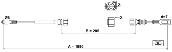ATE Håndbremsekabel 24372704432 for MERCEDES-BENZ VAG