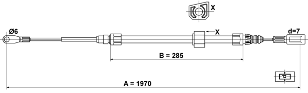 ATE Håndbremsekabel 24372704442 for MERCEDES-BENZ VAG