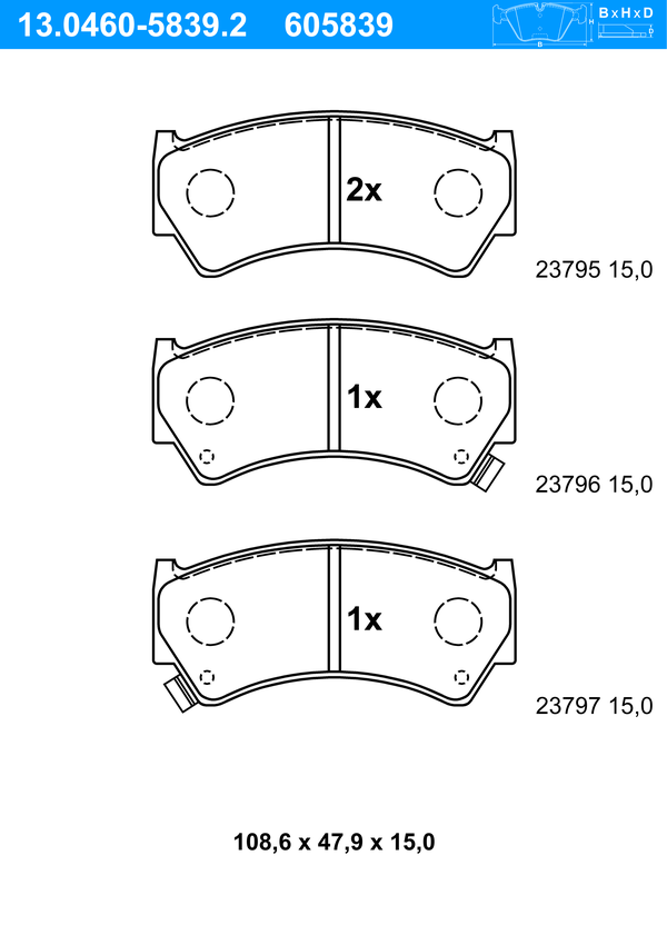 ATE Bremseklodser 13046058392 for SUZUKI