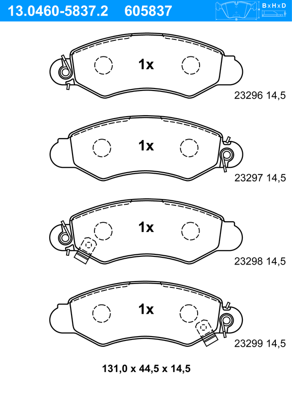 ATE Bremseklodser 13046058372 for SUZUKI