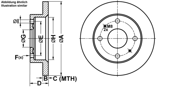 ATE Bremseskive 24011101591 fuld 211mm 11mm for DAIHATSU