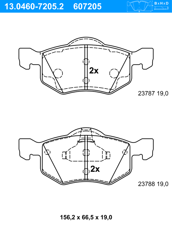 ATE Bremseklodser 13046072052 for FORD MAZDA