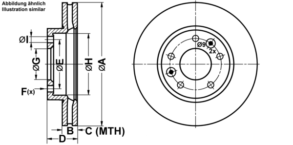 ATE Bremseskive 24012802111 ventileret 274mm 28mm for KIA